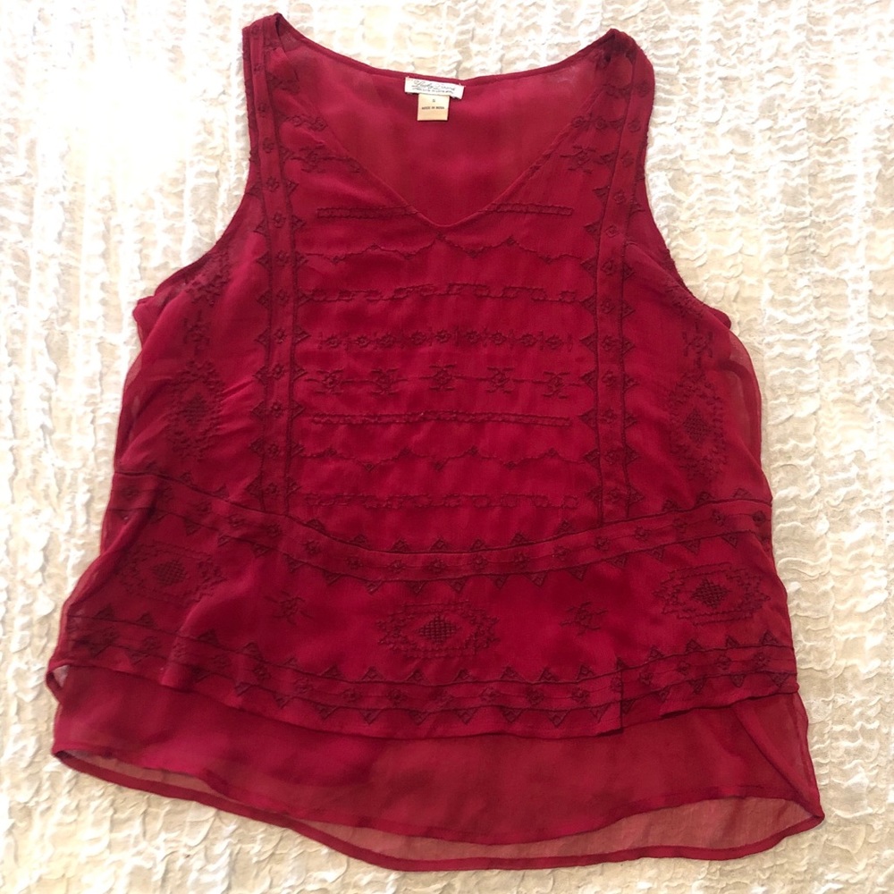 Lucky Brand Crepey Sheer Boho Tank Small